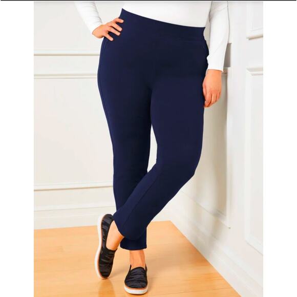 Talbots Everyday Stretch Straight Leg Pull-On Pants Navy Blue 20W - Picture 1 of 4
